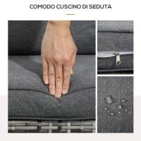 Sedia da Giardino Adironrack con Braccioli, in Rattan e Acciaio, 64x80x90 cm, Grigio