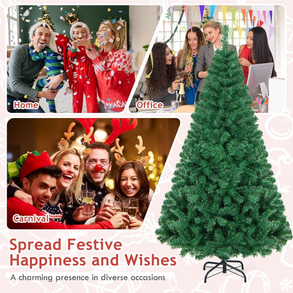 Albero di Natale Verde 150/180/210/240 cm Folto Sintetico, Albero di Natale per Feste, Case, Uffici, Negozi, Bar, Supporto in Ferro, Rami Spessi (180 cm)