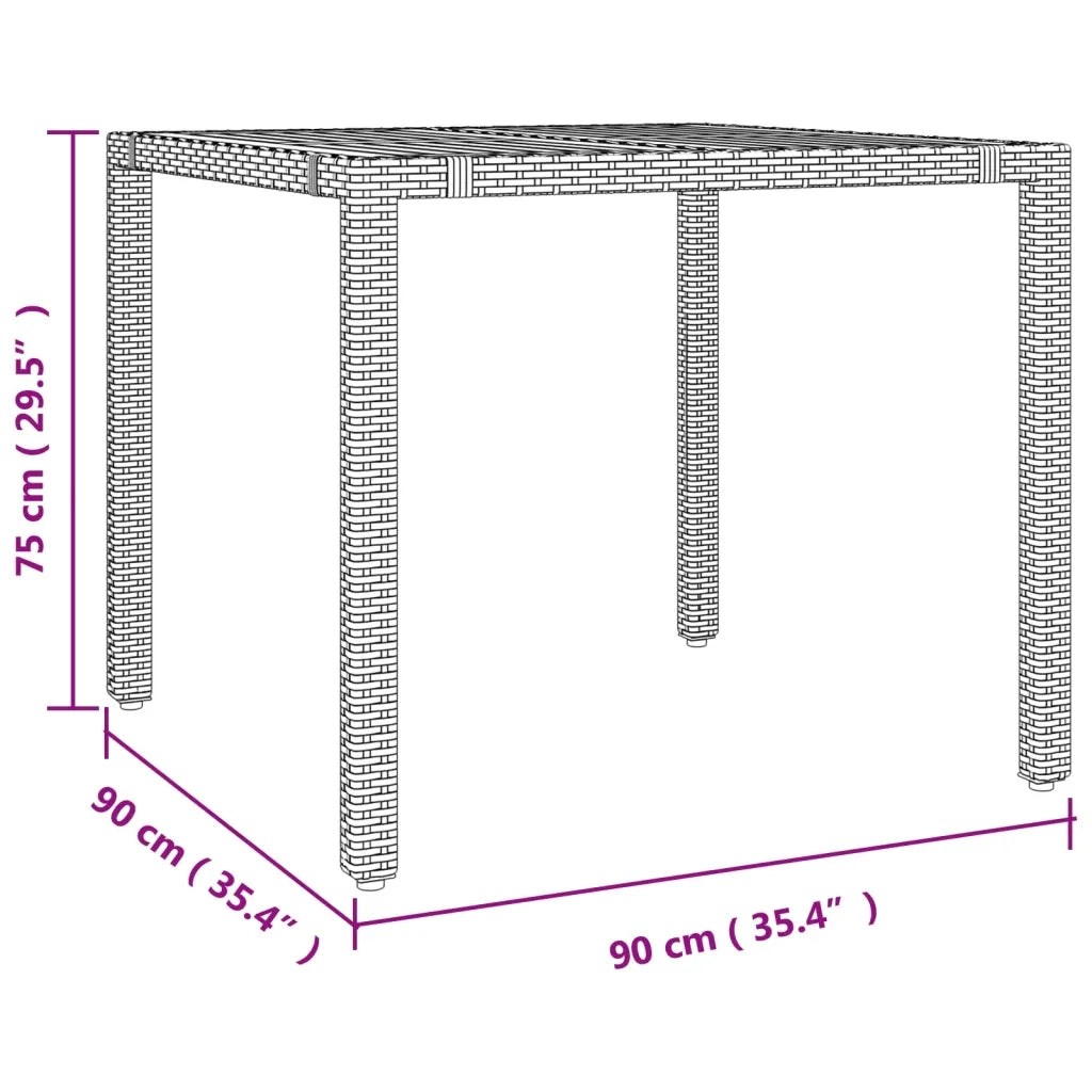 Set Pranzo Giardino 3pz Nero Polyrattan e Legno Massello Acacia 3157606