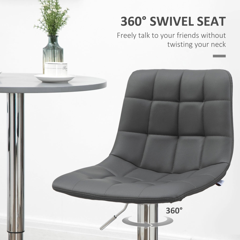EasyComfort Set 2 Sgabelli Alti Moderno da Bar Girevoli con Schienale e Poggiapiedi, Sedia con Altezza regolabile, 42x45x89-110cm, Grigio