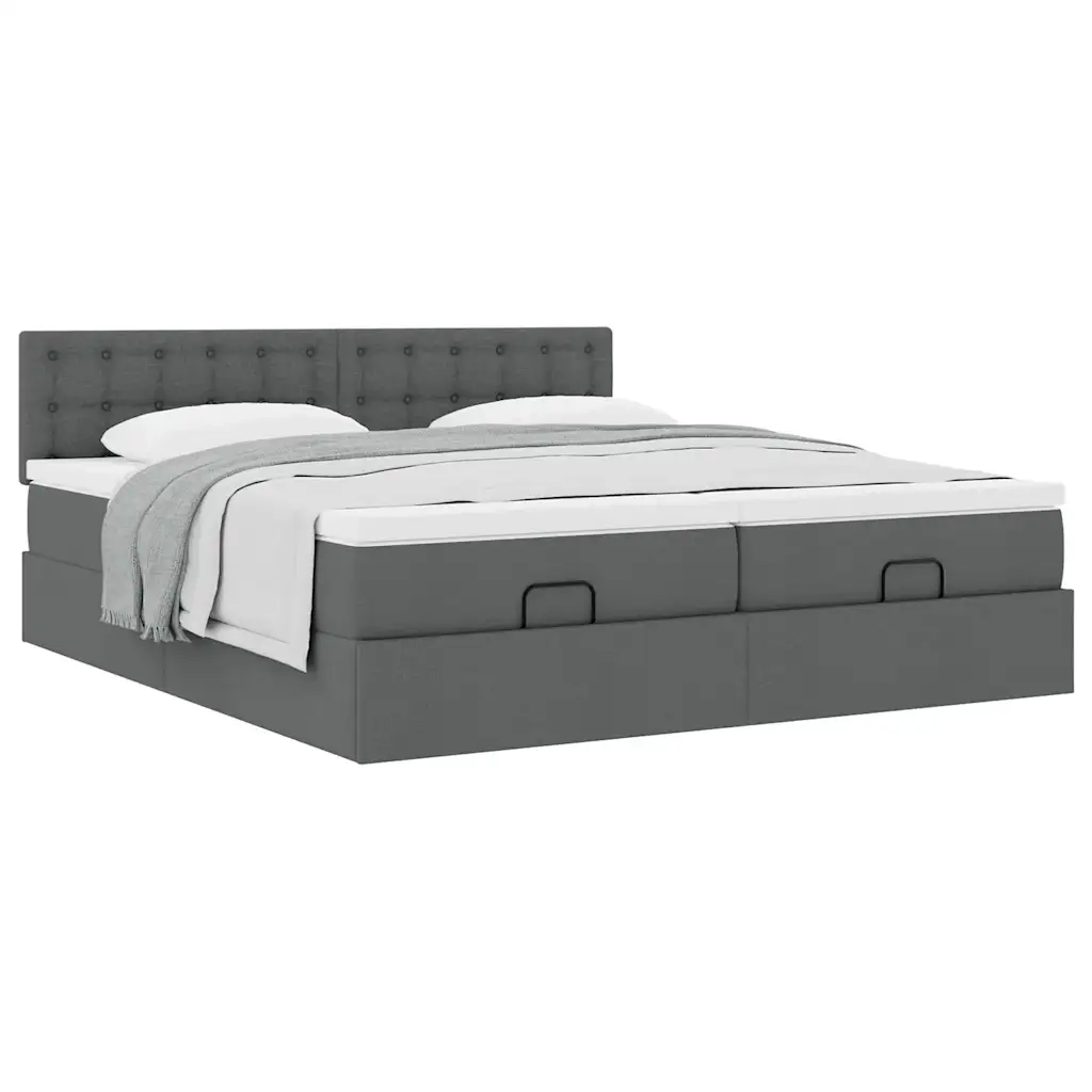 Struttura Letto Pouf con Materassi 200x200 cm in Tessuto 3312044