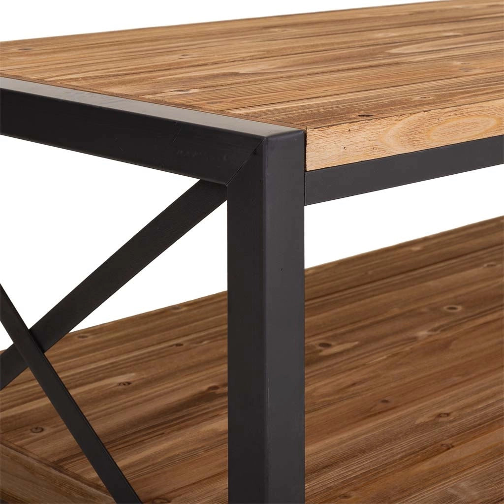 Tavolino da caffè in metallo e legno 122x60x43,5h cm