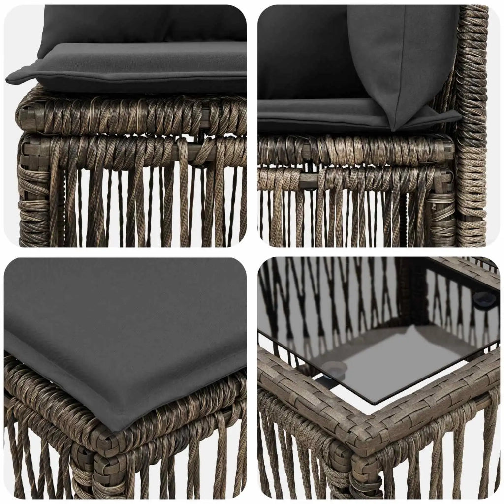 Set Divano da Giardino 9 pz Grigio polyrattan 3434144