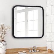 Specchio quadrato da parete 61 cm con cornice nera e angoli arrotondati - Moderno specchio da parete grande per bagno, camera da letto e soggiorno - Specchio quadrato da parete per decorazione di parete