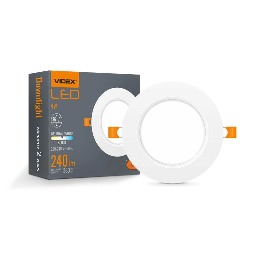 Downlight incasso rotondo bianco 9,8cm LED 4W 4000K Videx