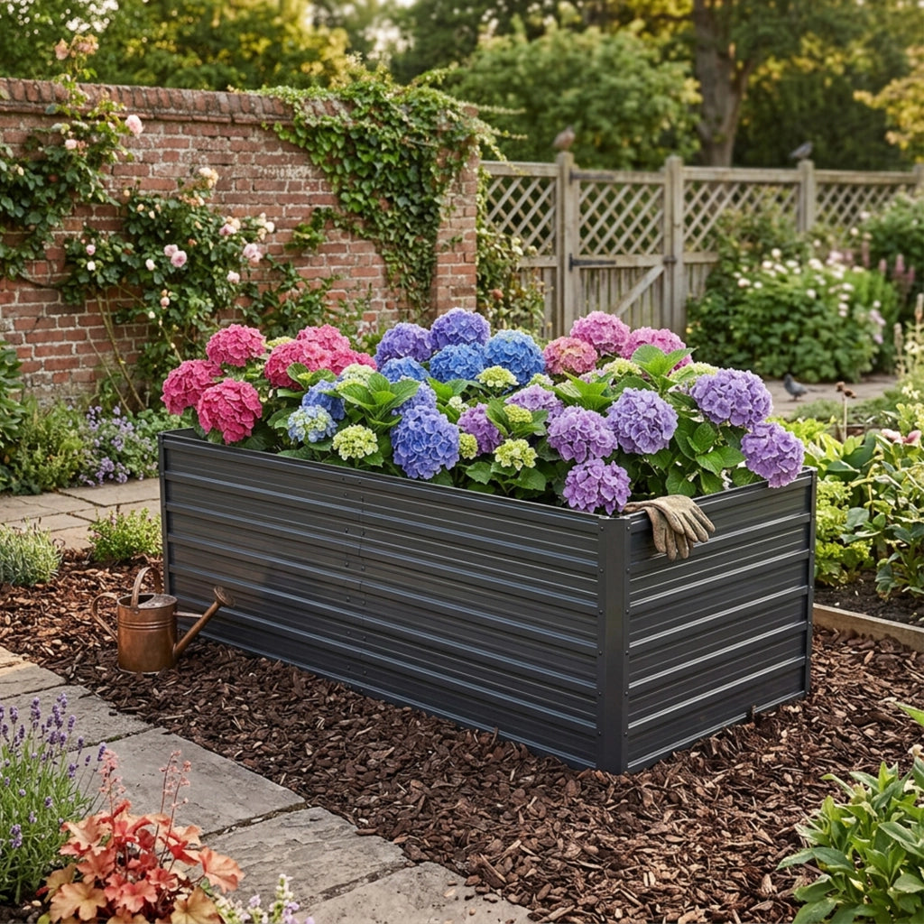 Fioriera Rialzata da Giardino ¨C MINIMAL ¨C Metallo Nero 190x90x64 cm