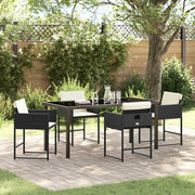 Set da Pranzo per Giardino 5 pcs Nero polyrattan