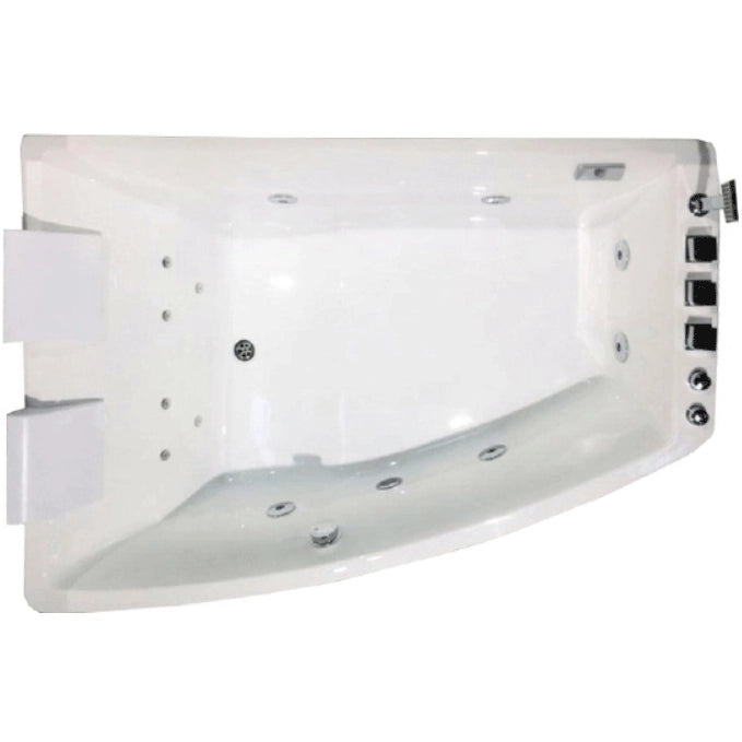 Vasca idromassaggio angolare biposto asimmetrica Radio Bluethoot 170x120cm Slosa Bianco,170x120x63cm (LxPxH) ,Sinistra,2