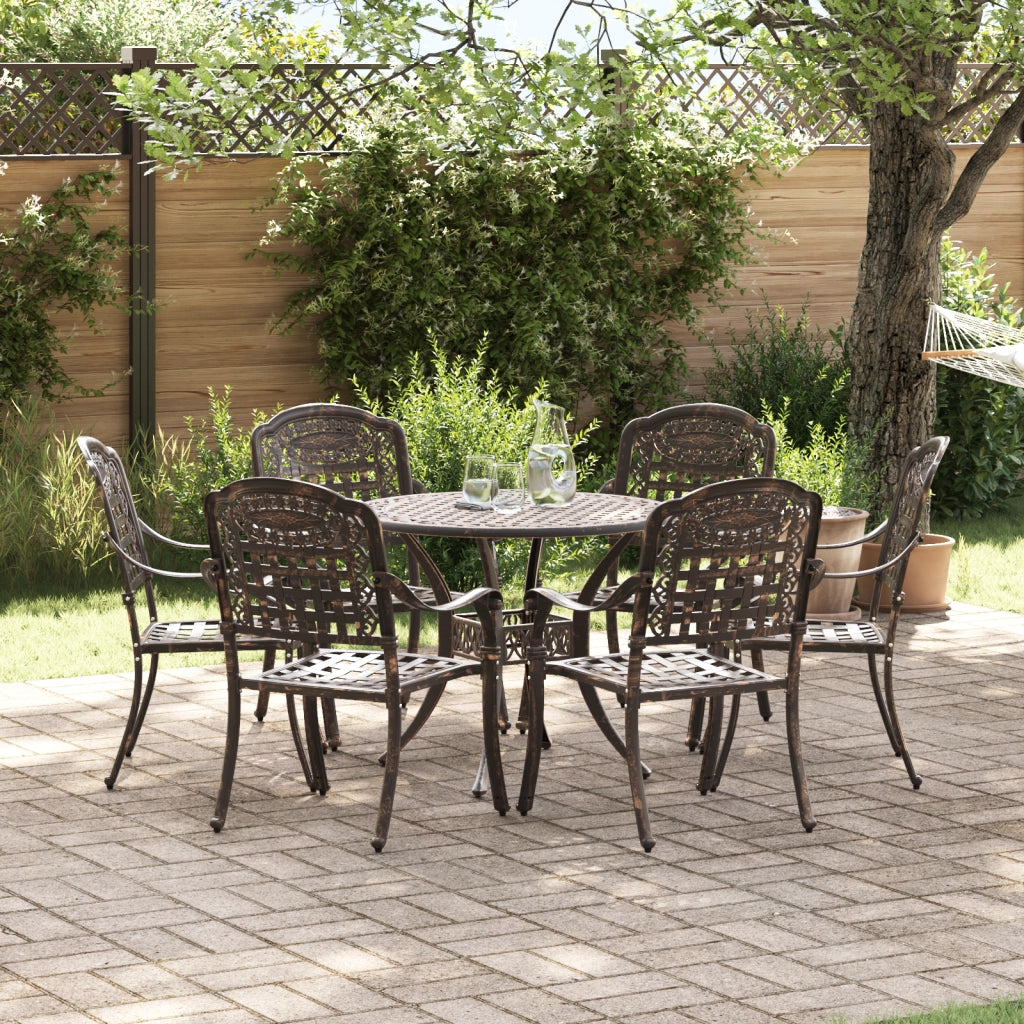 Set da giardino in alluminio bronzeo da 7 pezzi