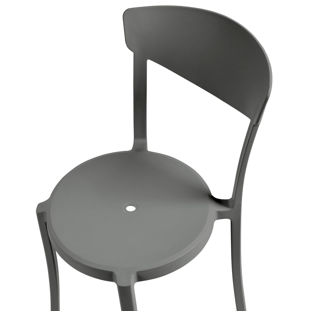 Set di 8 sedie in plastica grigio scuro per interno ed esterno terrazzo esterno giardino stile moderno