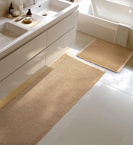 Set di tappeti per bagno, tappeto antiscivolo, set di due tappeti, tappeto boho, tappeto lavabile per soggiorno camera da letto bagno, decorazione bagno, 51 x 120 cm + 41 x 61 cm
