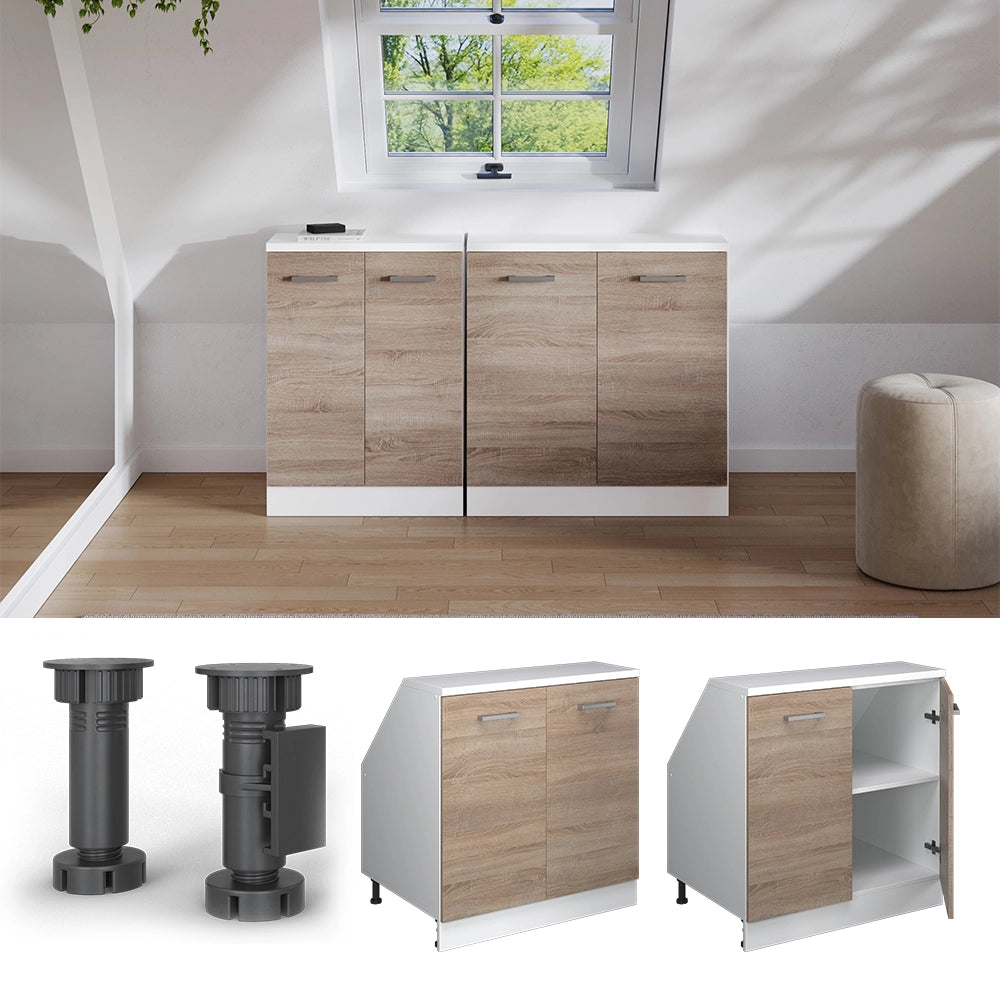 Mobile sottotetto Rion Sonoma/Bianco 80 x 83.8 cm con 2 porte, carcassa 60 cm profondità Vicco