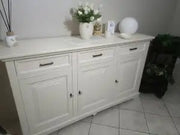 Credenza madia buffet Shabby chic 3 ante mod goccia laccato avorio con maniglie dritte