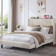 Letto Contenitore Imbottito 140x200cm - Xylo - Testiera Tessuto con Design Anti-Scorcio