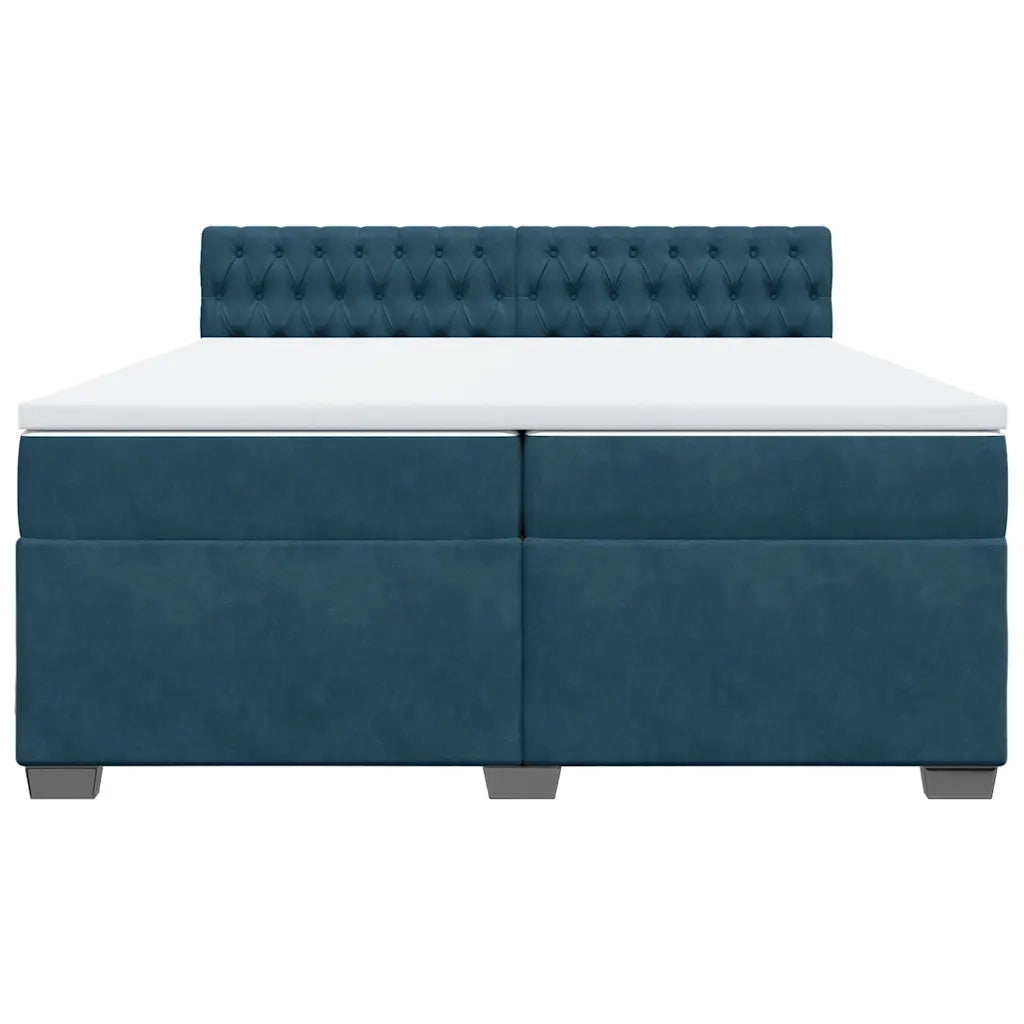 vidaXL Giroletto a Molle con Materasso Blu 200x200 cm in Velluto