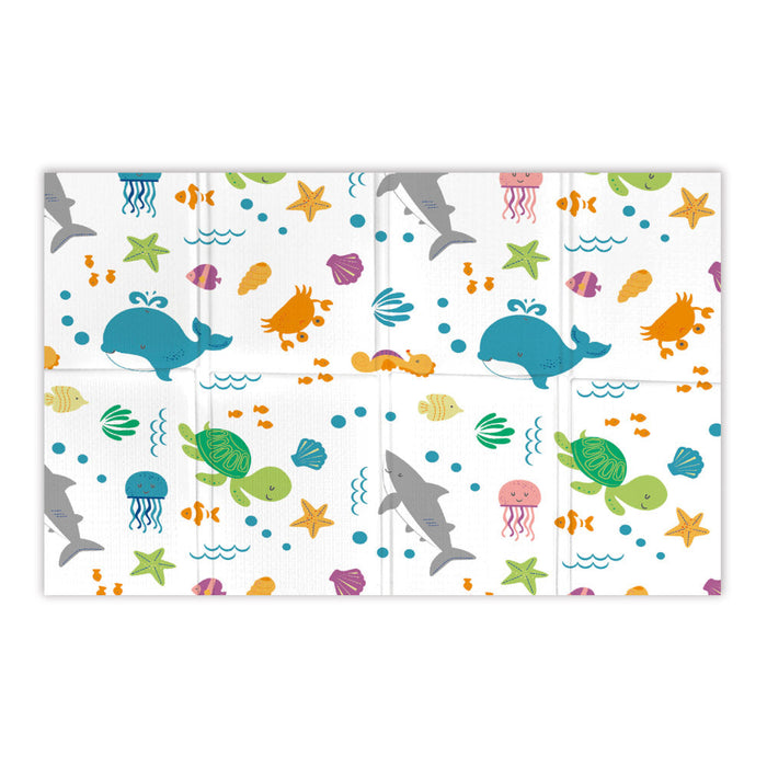 Tappeto Morbido per Bambini 200x150x1 cm Pieghevole Oceano Multicolore