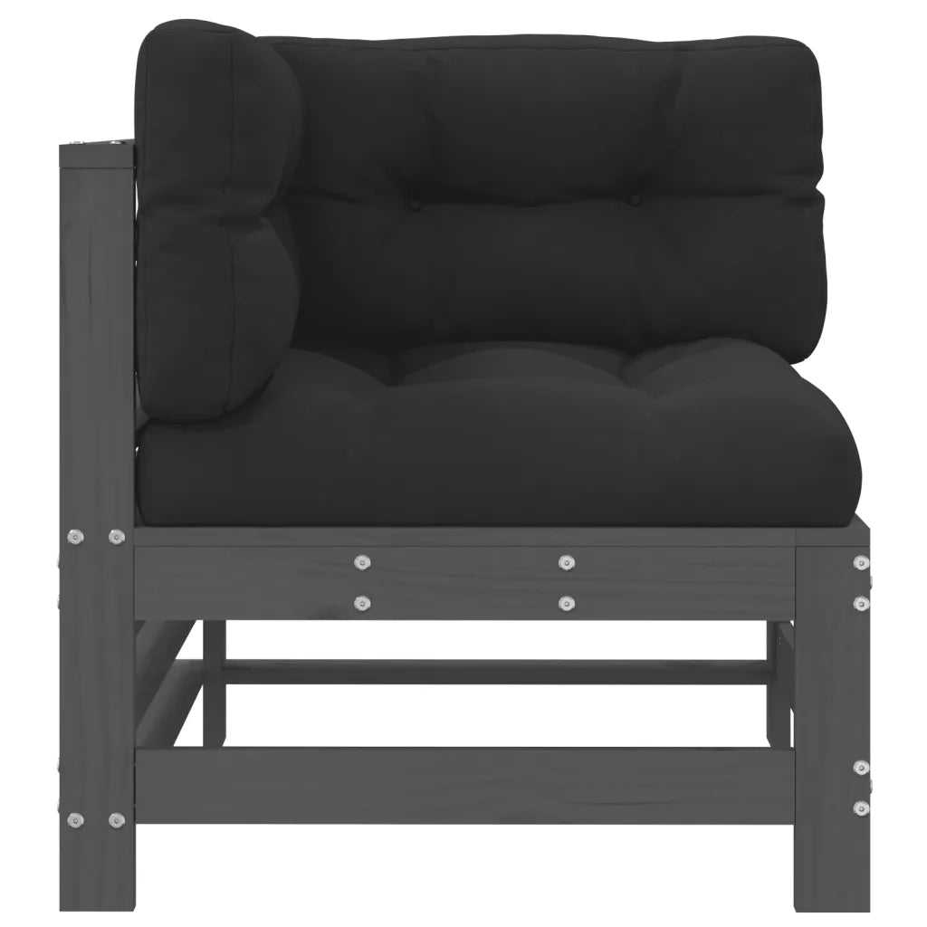 Divano componibile-Divani Angolari con Cuscini 2 pz Legno Massello di Pino Grigio 942287