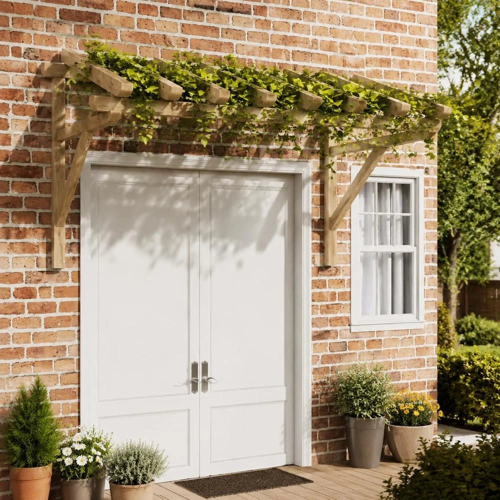 Door Canopy 200x100x100 Cm Solid Pine Wood