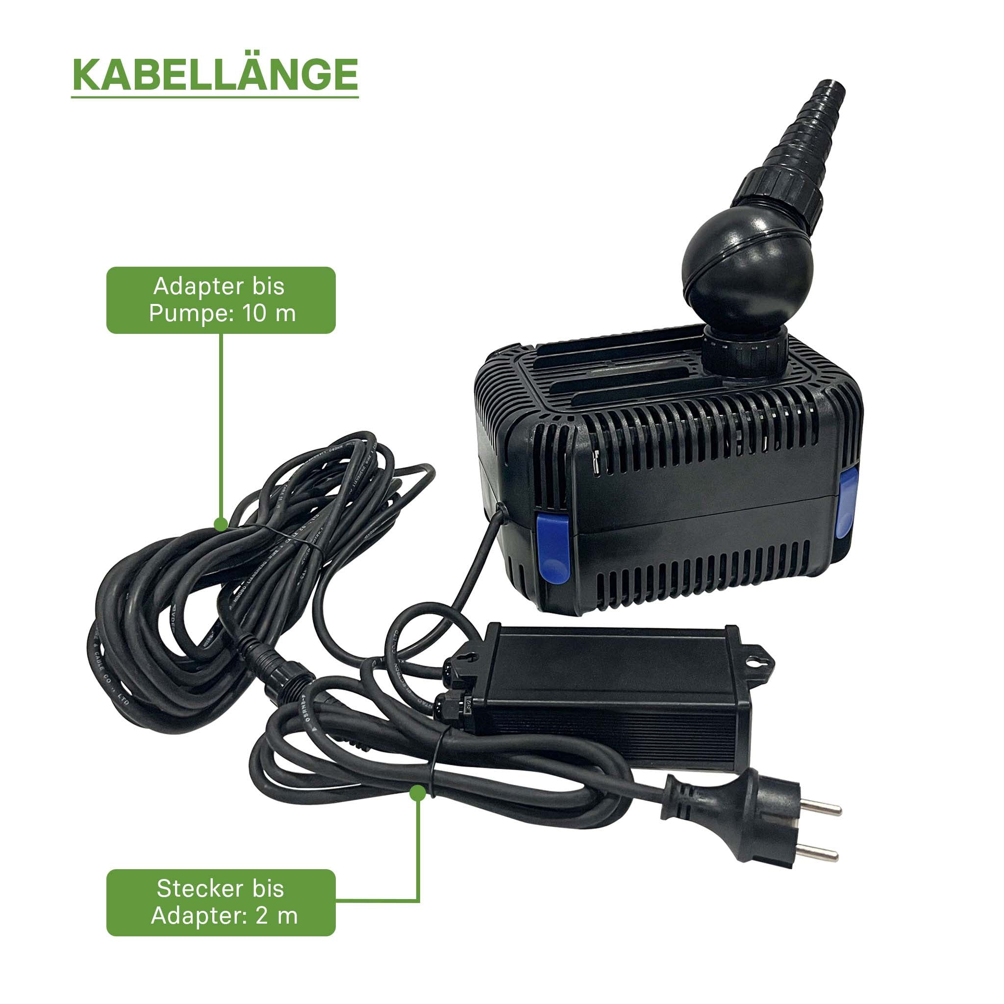 CDF-8000 24V DC Pompa laghetto 8000 l/h 65 W Protezione contro blocco e funzionamento a secco