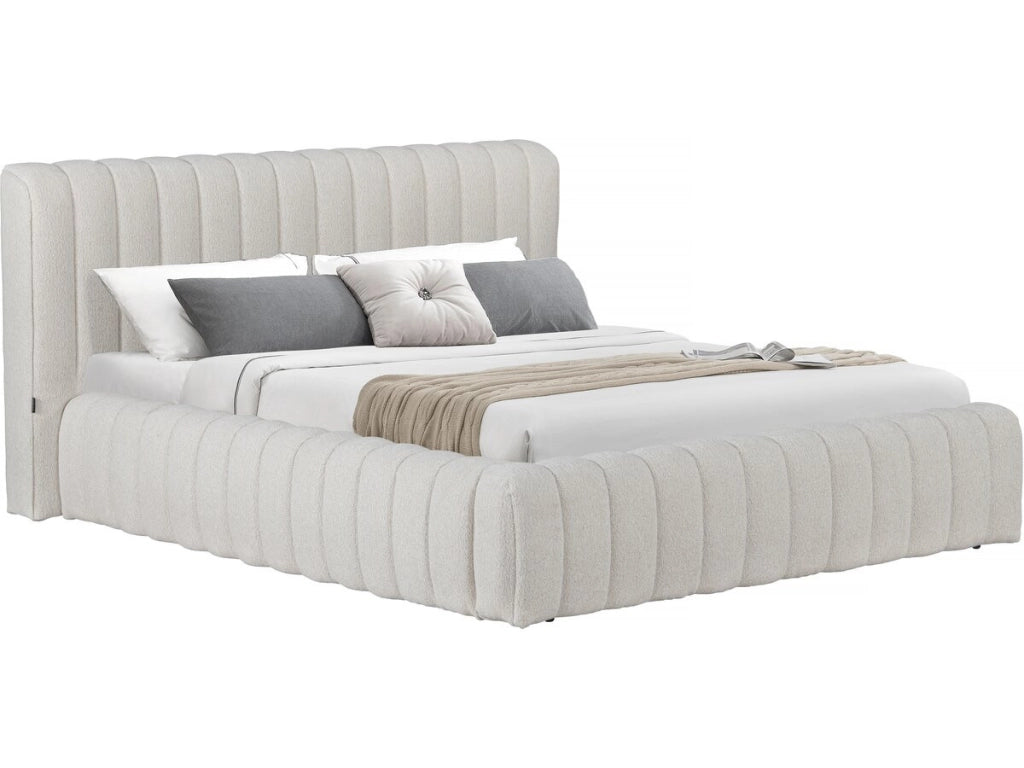 Letto matrimoniale in tessuto "Tignes" con contenitore - 140 x 190 cm - Beige