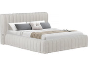Letto matrimoniale in tessuto "Tignes" con contenitore - 140 x 190 cm - Beige