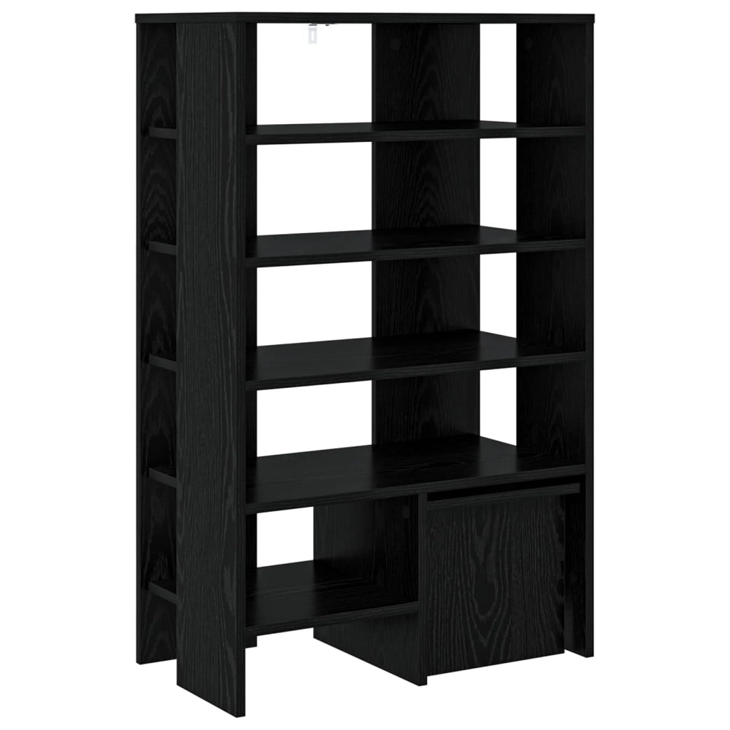 Mobile per scarpe 2 pz-Set di 2 Scarpiera Rovere Nero Legno multistrato