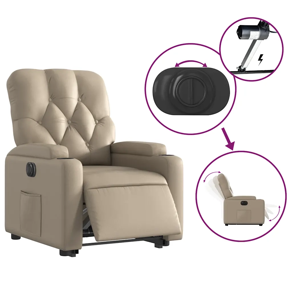 Poltrona Alzapersona Reclinante Elettrica Cappuccino Similpelle 3204792