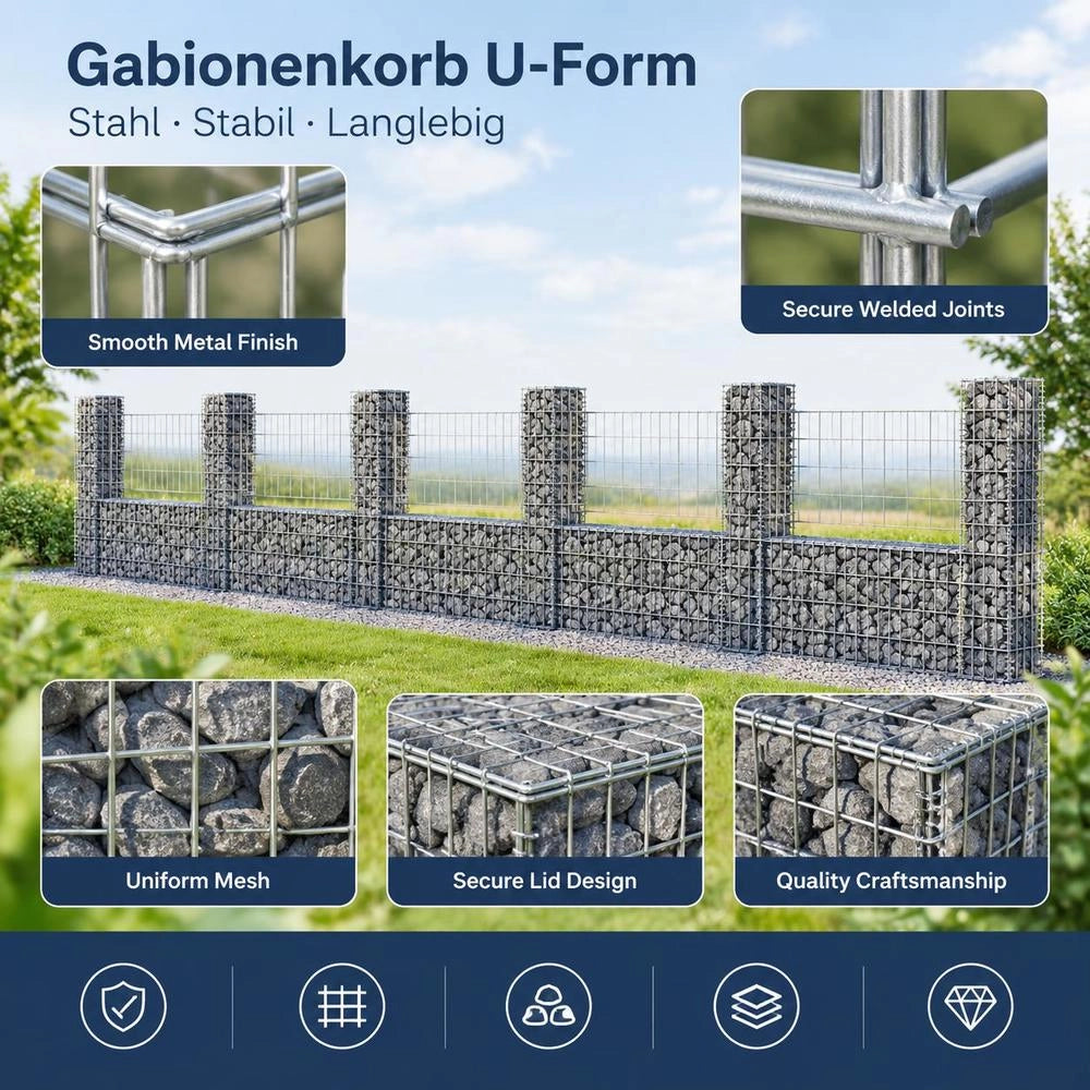 Gabion Basket U-shape Steel 570x20x100 Cm