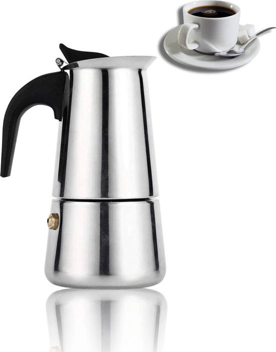Macchina per Caffè Espresso - Moka Pot - 100ml 200ml 300ml 450ml Caffettiera RVS per Uso Casa e Ufficio