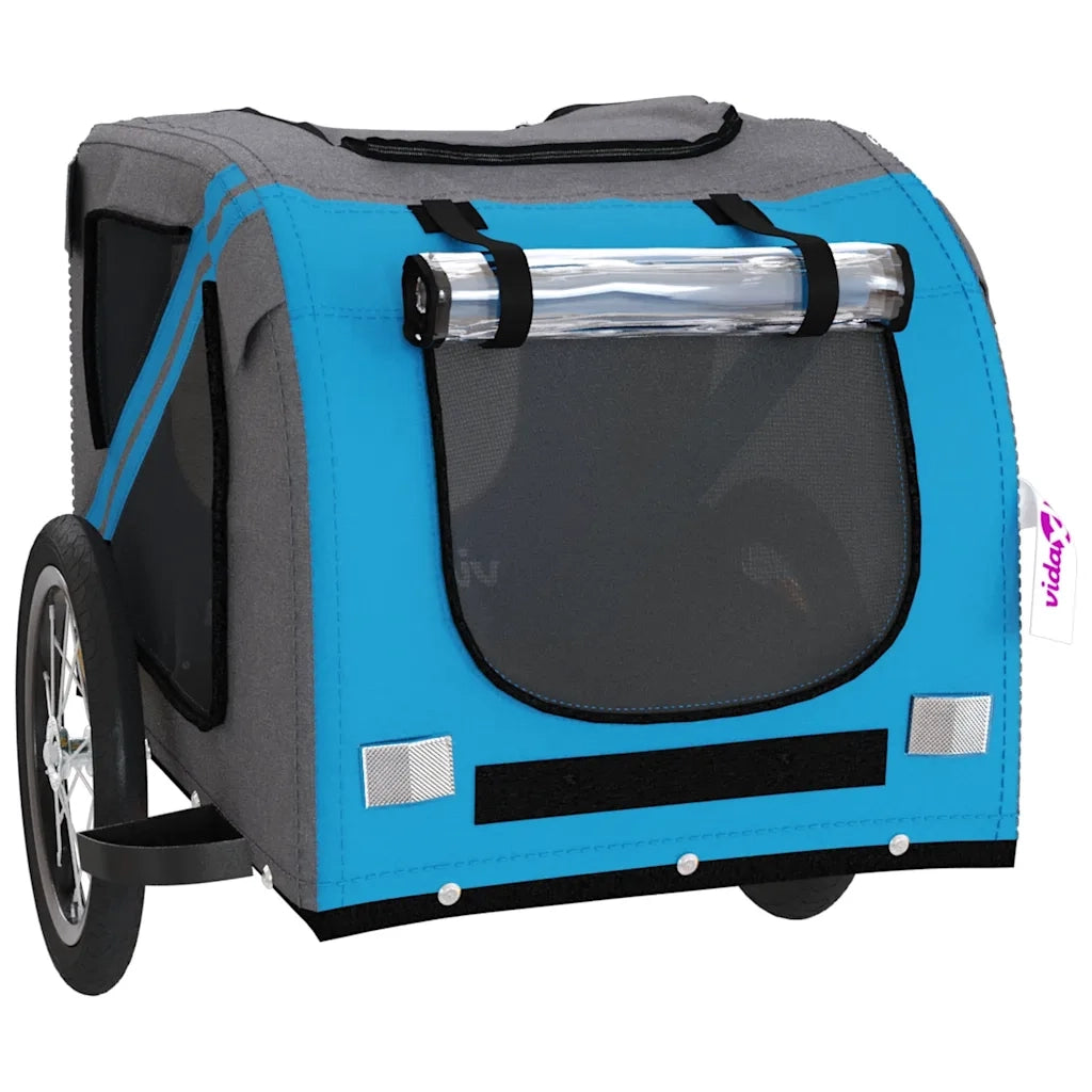 Rimorchio da Bici per Animali Blu e Grigio Oxford e Ferro CFW3032677