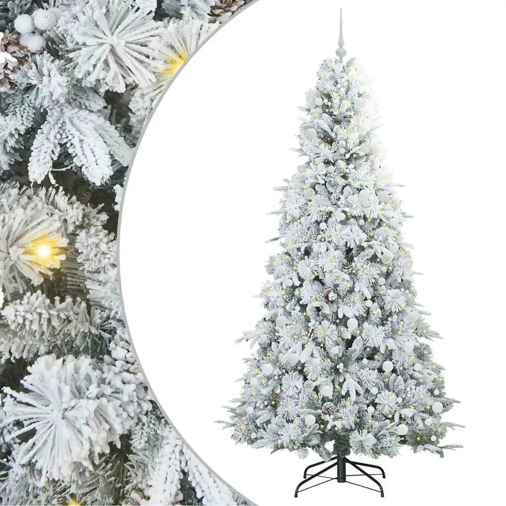 Albero di Natale Artificiale-Albero Natalizio con Rami Pieghevoli Bianco 240 cm 415570