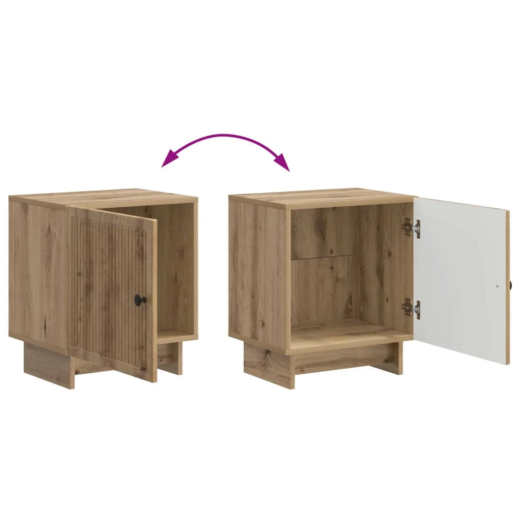 Set di 2 Comodini | Armadio da Notte | Mobiletto da notte Rovere Artigianale 43 x 34,5 x 50 cm
