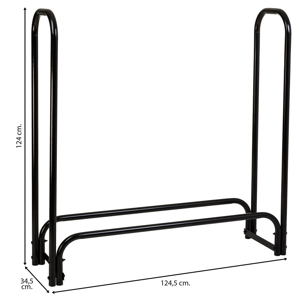 Portalegna in metallo nero 124x34x124h cm