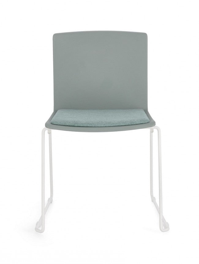 Set 4 Sedie 43,5x50x79 cm Giulia in Poliestere Bianco e Verde Salvia