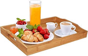 Dienblad in Bambù con Maniglie, Idee per Tavola per Pranzo, Tè, Bar, Tavola da Pranzo, Buono per Feste o Tavola da Trattoria (37 x 26 x 5,0 cm)