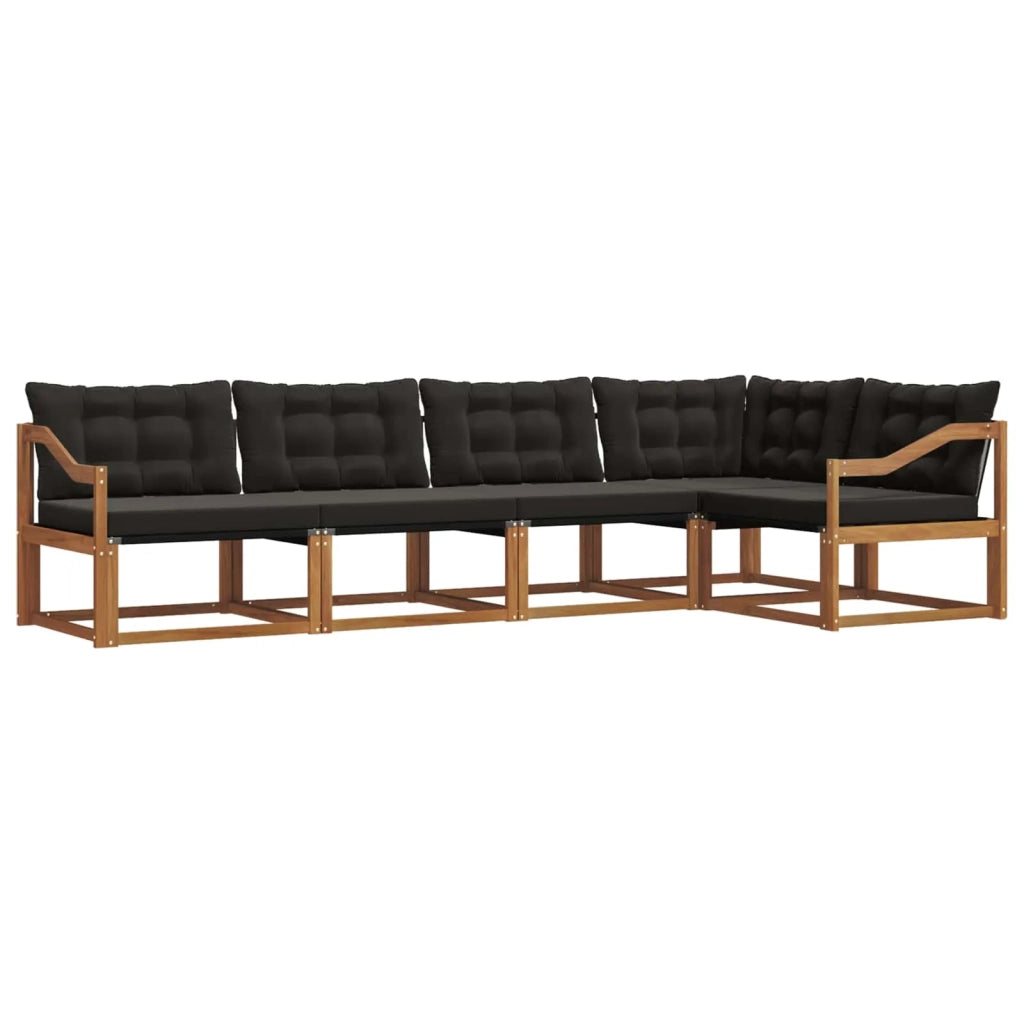 Set di divani da esterno con cuscino 5 pcs Naturale e Nero