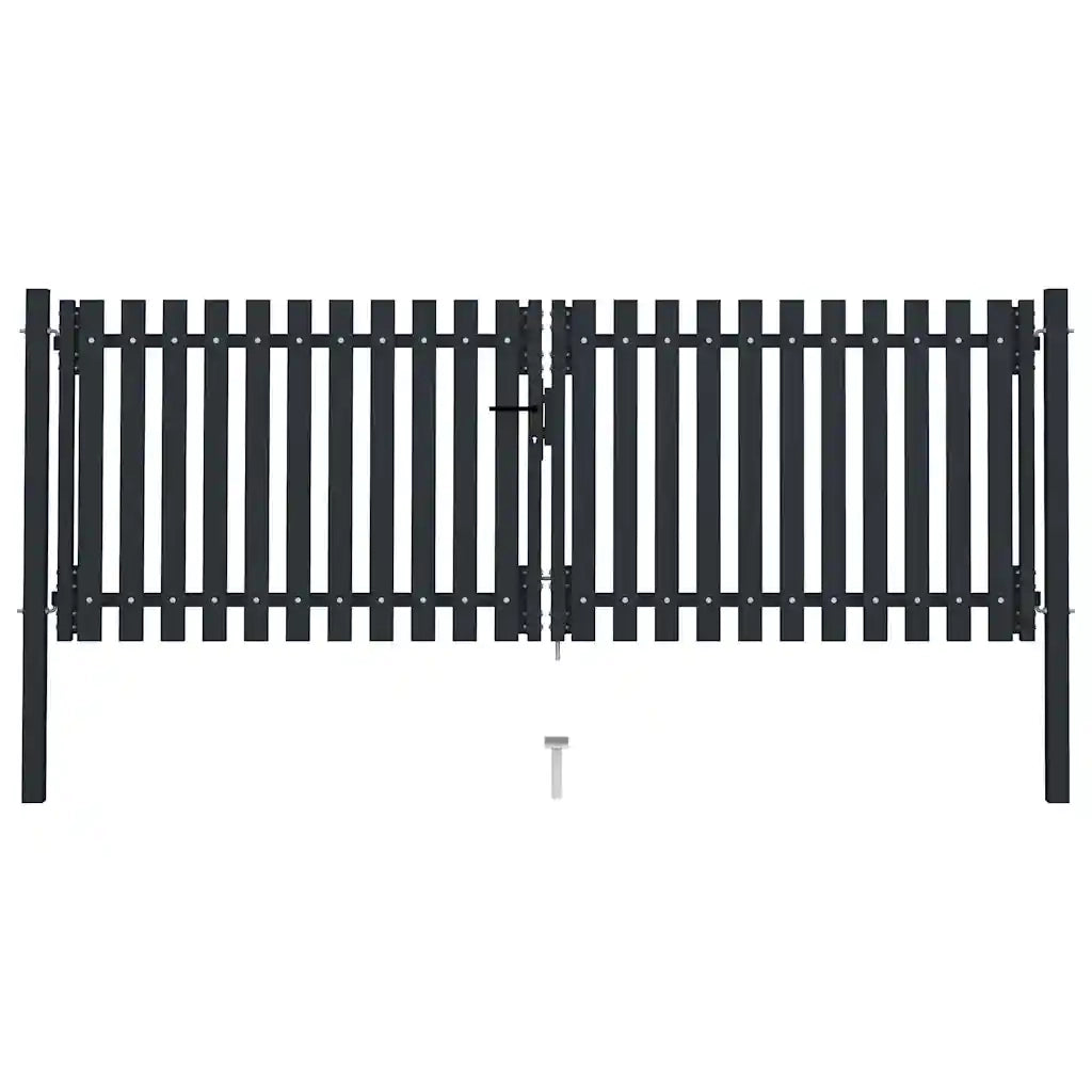 Cancello per Recinzione Doppio in Acciaio 306x150 cm Antracitecod mxl 129487