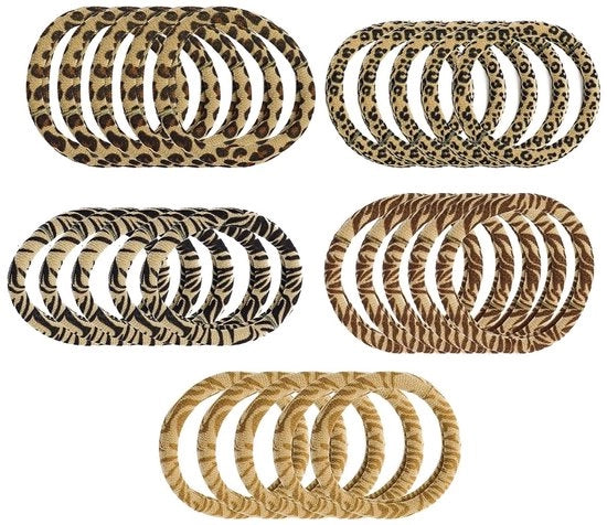 Set di elastici per capelli 25 pezzi - senza cuciture/elastici - con disegno leopardo - cinture per capelli morbide - per donne/ragazze - leggere e facili da trasportare