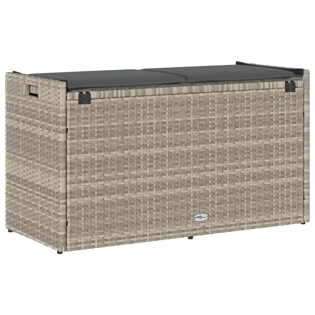 Cassapanca Esterno con Cuscino Grigio Chiaro 100 cm Polyrattan 4104065