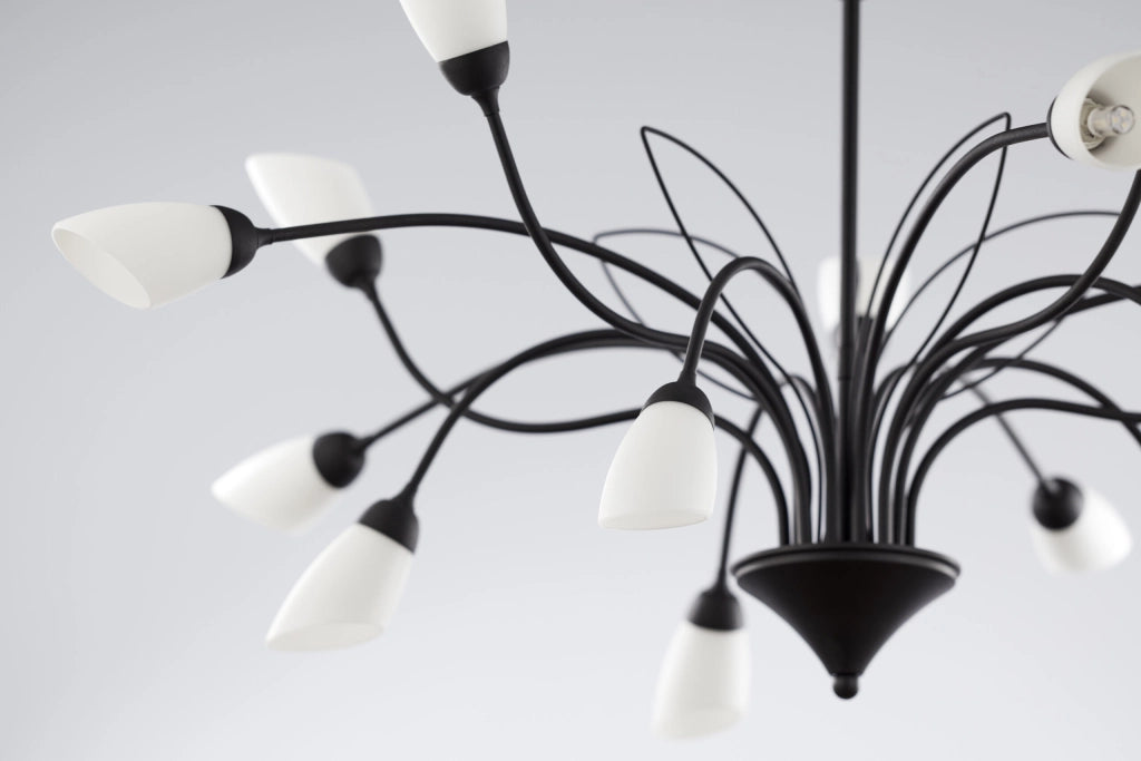 Lampadario GLORIOSA Jupiter nero opaco 15xG9 a catena