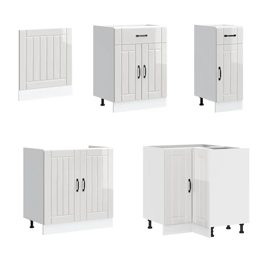 Set Mobili da Cucina 11 pz Lucca Bianchi Lucido in Truciolato 3314893