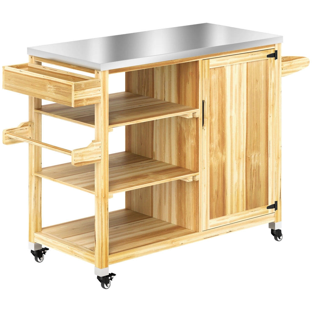 Isola Cucina Esterno con Griglia e Armadio ¨C Zephmum ¨C Legno e Acciaio Inox Naturale