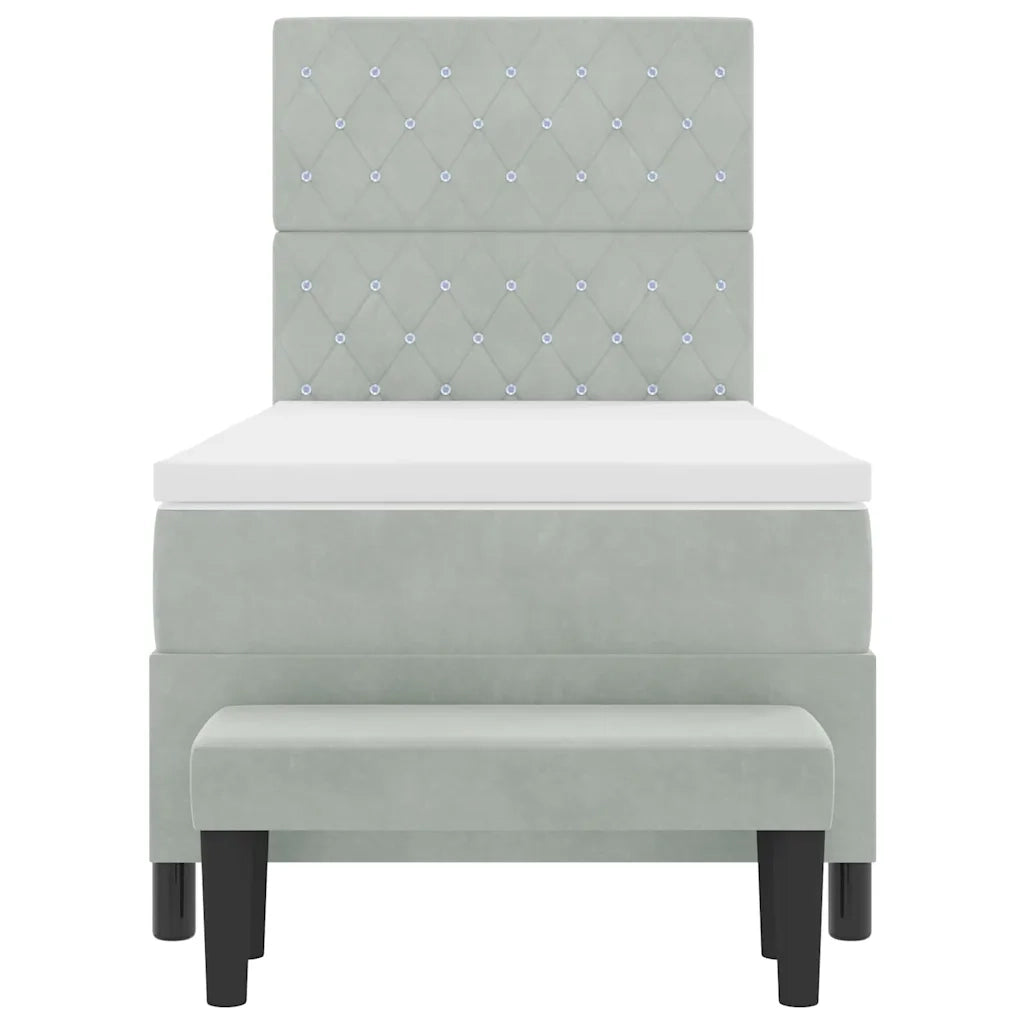 Letto a molle con materasso Grigio chiaro 90 x 200 cm Velluto 3344420