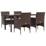 Set di mobili da pranzo da giardino marrone/nero da 5 pezzi con cuscini 02_0014617