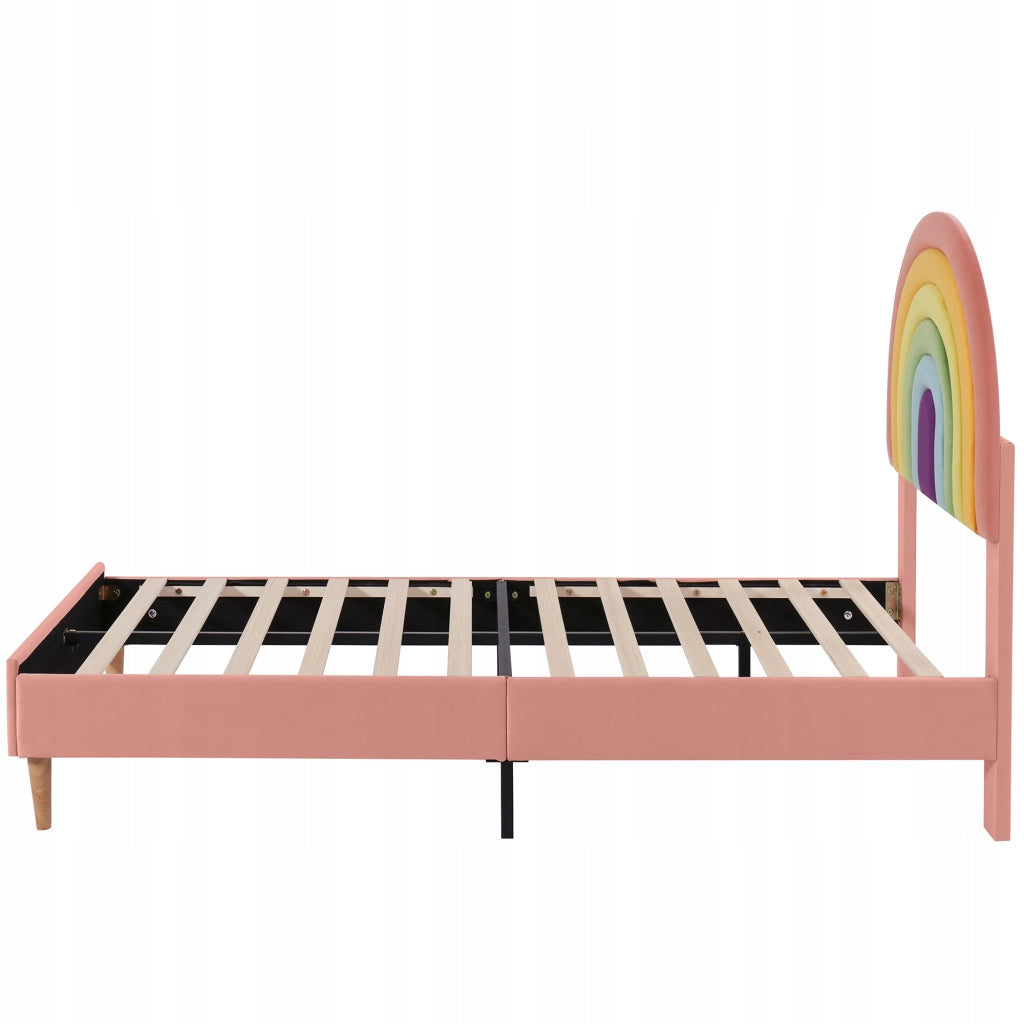Letto singolo 140x200 - Xylo - Rosa, testiera regolabile, velluto