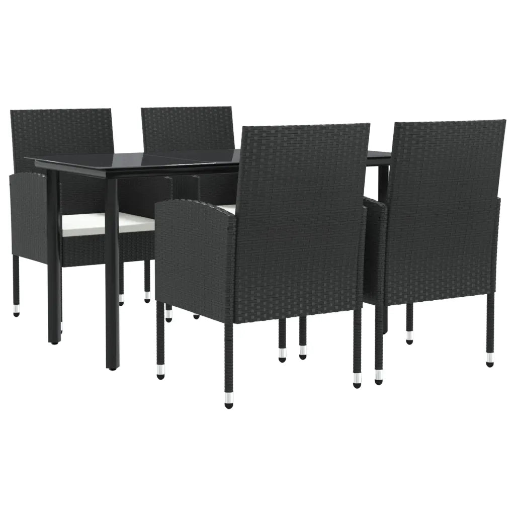 Set da Pranzo da Giardino 5 pz Nero in Polyrattan e Acciaio 3203314