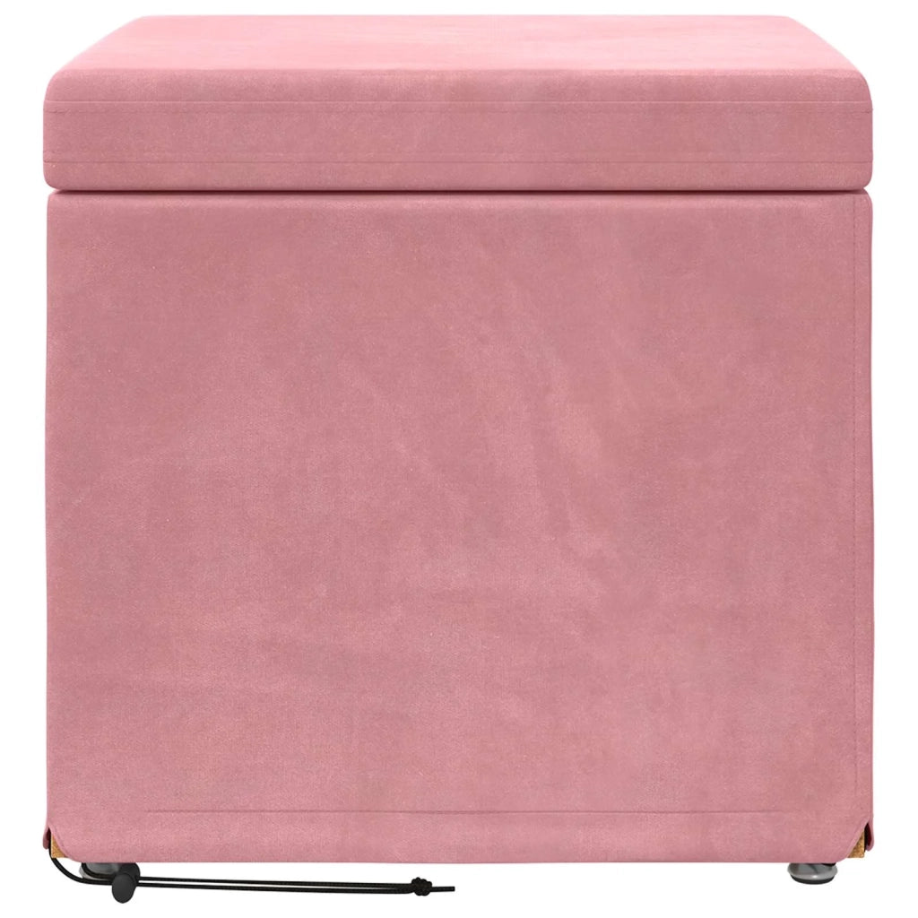 Pouf Rosa 41 x 41 x 40 cm Velluto e Legno Ingegnerizzato