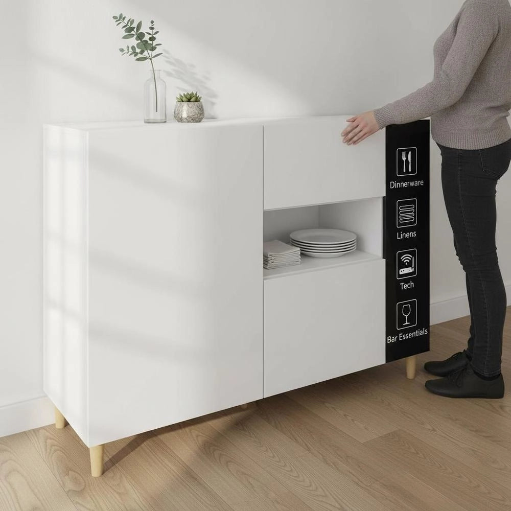 Sideboard White 103.5x35x70 Cm Wood-based Material