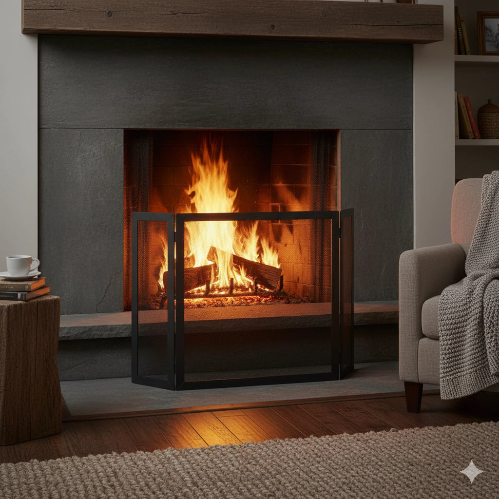 Parascintille con Antine 100x60 cm per Camino a Legna in Ferro Belfer 3009/A Antracite