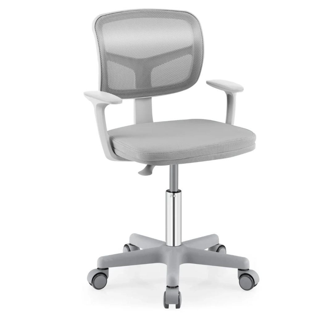 Sedia da ufficio per bambini regolabile 54 x 50 x 80-91,5 cm con supporto lombare girevole design moderno in grigio 20_0020592